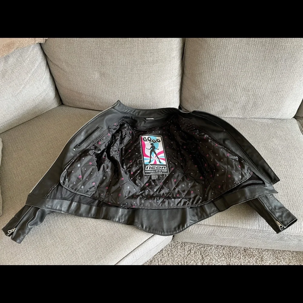 Icon black “bombshell” leather motorcycle jacket - Picture 3 of 10